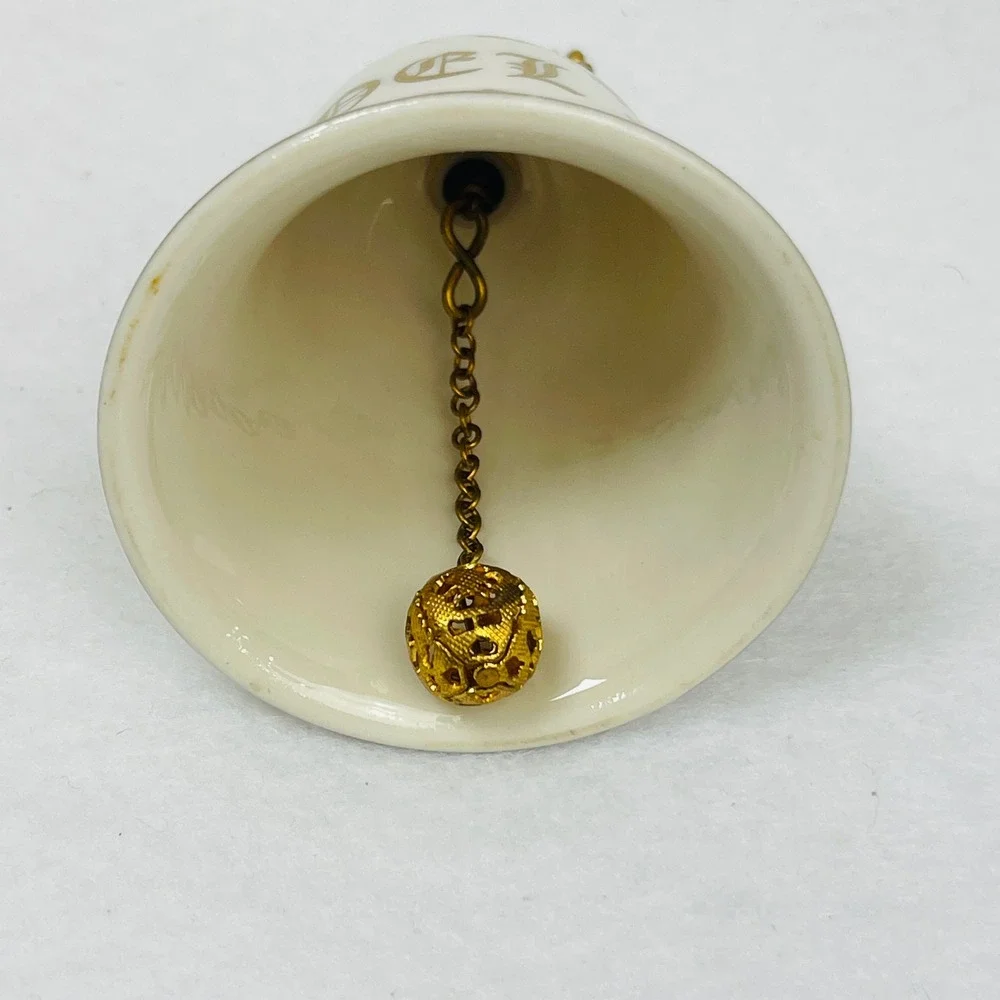 Gorham Fine China Noel 1976 Christmas Bell Winter Sleigh Scene Gold Trim Vintage